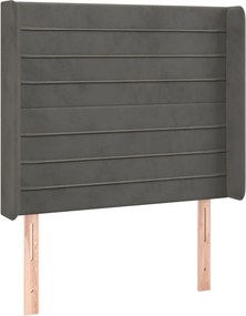 vidaXL Κρεβάτι Boxspring με Στρώμα &amp; LED Σκ. Γκρι 100x200εκ. Βελούδινο
