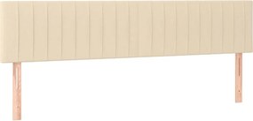 vidaXL Κρεβάτι Boxspring με Στρώμα &amp; LED Κρεμ 160x200 εκ. Υφασμάτινο