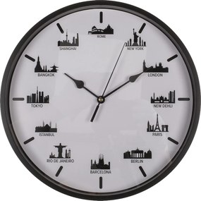 Ρολόι Τοίχου Skylines Λευκό/Μαύρο Πλαστικό Φ30cm