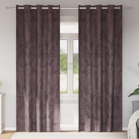 vidaXL Καφέ Κουρτίνες Βελούδο 2 τεμ με Τρύπες 245x140 εκ.