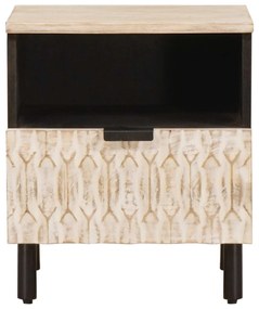 vidaXL Κομοδίνο με συρτάρι Λευκό 40 x 33 x 46 εκ. Στερεό ξύλο μάνγκο