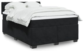 vidaXL Κρεβάτι Boxspring με Στρώμα Μαύρο 140x190 εκ. Βελούδινο