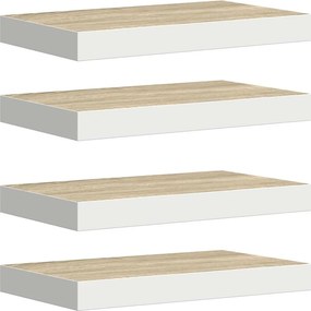 vidaXL Ράφια Τοίχου 4 τεμ. Δρυς/Άσπρο 50x23,5x3,8 εκ. MDF