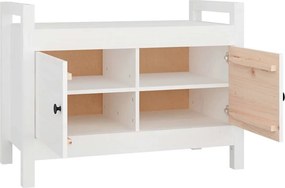 vidaXL Παγκάκι Χολ Λευκό 80x40x60 εκ. από Μασίφ Ξύλο Πεύκου
