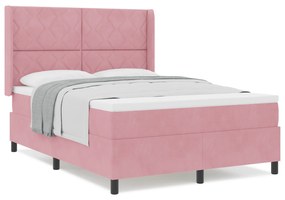 vidaXL Κρεβάτι Box Spring με Στρώμα Ροζ 140x200 εκ. Βελούδο