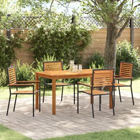 vidaXL Σετ Εξωτερικής Τραπεζαρίας 5 pcs Μαύρο 140 x 80 x 74 cm
