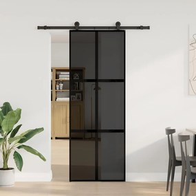 vidaXL Συρόμενη πόρτα με σετ υλικού 76x205 cm από γυαλί&amp;Αλουμίνιο