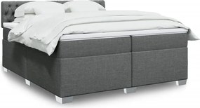 vidaXL Κρεβάτι Boxspring με Στρώμα Σκούρο Γκρι 200x200 εκ. Υφασμάτινο