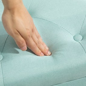 Πάγκος HOMCOM με αποθηκευτικό χώρο, ταπετσαρισμένη τραπεζαρία, αντοχή έως 130 kg, όψη λινό, ξύλο καουτσούκ, 116 x 44 x 58 cm, πράσινο