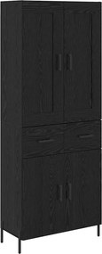 vidaXL Highboard με συρτάρι 2 pcs Μαύρη Οξυά Επεξεργασμένο ξύλο