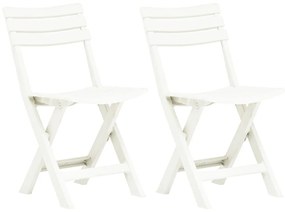 48786 vidaXL Καρέκλες Κήπου Πτυσσόμενες 2 τεμ. Λευκές Πλαστικές Λευκό, 1 Τεμάχιο