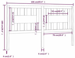 Κεφαλάρι Κρεβατιού Μελί 166 x 4 x 100 εκ. από Μασίφ Ξύλο Πεύκου - Καφέ