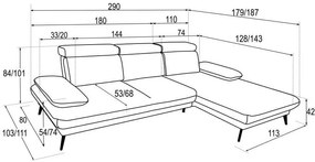 Γωνιακός καναπές Cindy-Galazio-Αριστερή