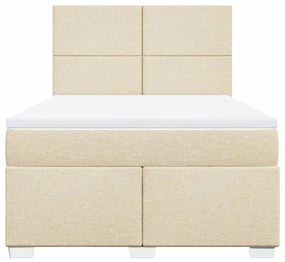 vidaXL Κρεβάτι Boxspring με Στρώμα Κρεμ 140x190 εκ. Υφασμάτινο