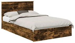 vidaXL Κρεβάτι Αποθήκης Καπνιστό Δρύς 120 x 200 cm Επεξεργασμένο ξύλο