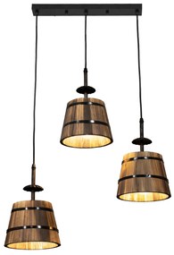 00889 GloboStar® GLOBOSTAR® CEBU 00889 Vintage Κρεμαστό Φωτιστικό Οροφής με Ντουί 3 x E27 AC 220-240V IP20 - Καφέ &amp; Μαύρο - Μ55.5 x Π18.5 x Y210cm