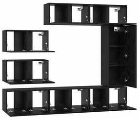 vidaXL Σετ επίπλου τηλεόρασης 8 pcs Μαύρη δρυς 30.5 x 30 x 90 cm