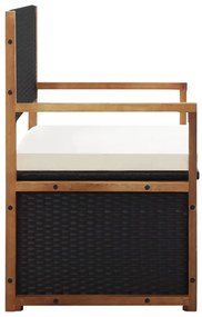 vidaXL Παγκάκι με Αποθηκ. Χώρο Μαύρο 115 εκ. Συνθ. Ρατάν/Ξύλο Ακακίας