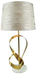 Table lamp Framely Inart E27 gold metal-beige fabric D33x65cm 33x33x65 εκ.