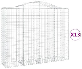 vidaXL Συρματοκιβώτια Τοξωτά 13 τεμ. 200x50x160/180 εκ. Γαλβαν. Ατσάλι