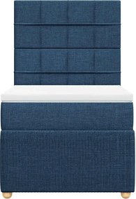 vidaXL Κρεβάτι Boxspring με Στρώμα Μπλε 100 x 200 εκ. Υφασμάτινο