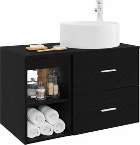 vidaXL Σετ Επίπλων Μπάνιου 2 pcs Μαύρη Δρυς Επεξεργασμένο Ξύλο