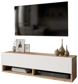 Έπιπλο τηλεόρασης επιτοίχιο Roscoe pakoworld λευκό-oak 100x31.5x29.5εκ