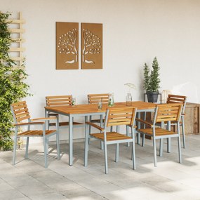 vidaXL σετ τραπεζαρίας κήπου 7 τεμαχίων  από συμπαγές ξύλο ακακίας και μέταλλο