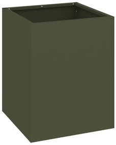 vidaXL Γλάστρα Κήπου Ελαιόχρωμο 50 x 32 x 40 εκ Κρύα έλαση από χάλυβα