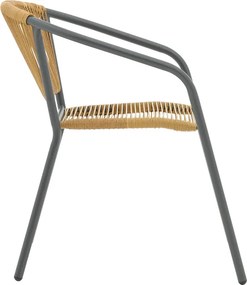 Τραπεζαρία Watson-Lindaria pakoworld μέταλλο ανθρακί-γυαλί και pe rattan σε φυσική απόχρωση 70x70x70εκ
