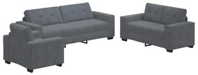 vidaXL Σετ Καναπέ με μαξιλάρι 3 pcs Γκρι 221 x 78 x 80 εκ Βελούδο