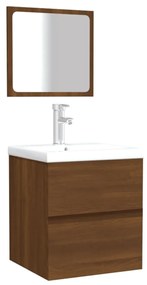 vidaXL Ντουλάπι Μπάνιου με Καθρέφτη Καφέ Δρυς από Επεξεργασμένο Ξύλο