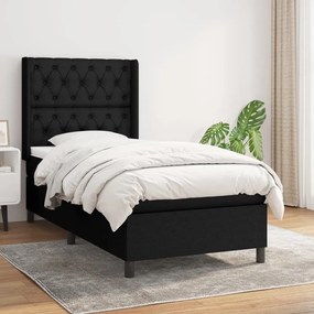 vidaXL Κρεβάτι Boxspring με Στρώμα Μαύρο 80 x 200 εκ. Υφασμάτινο