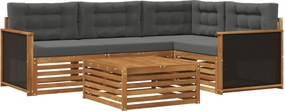 vidaXL Σειρά Καναπέ Εξωτερικού 5 pcs Φυσικό και Ανθρακί