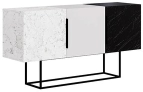 Μπουφές Tontini Megapap χρώμα λευκό - μαύρο εφέ μαρμάρου 150x42x79,5εκ.