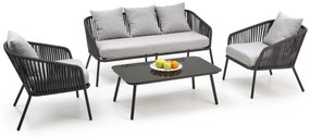 ROCCA, garden set ( sofa + chair 2x + c. table ), l.grey / d.grey DIOMMI V-CH-ROCCA-ZESTAW