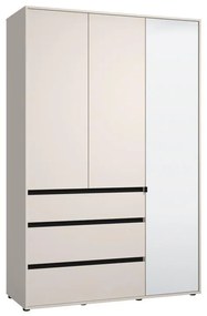 Ντουλάπα CORBETT 3K3F1O Τρίφυλλη με Καθρέπτη &amp; 3 Συρτάρια Cashmere - Μαύρο Μάτ 138x55x211εκ. 138x55x211 εκ.