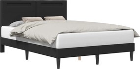 vidaXL Σκελετός Κρεβατιού με κεφαλάρι Μαύρο 140 x 200 cm Τεχνητό Δέρμα