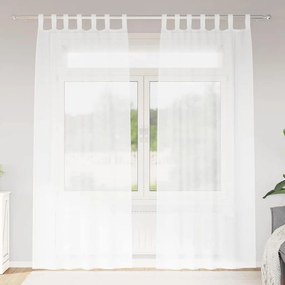 vidaXL Κουρτίνα βυσσινί 2 pcs Λευκό 225 x 140 εκ. Πολυεστέρας