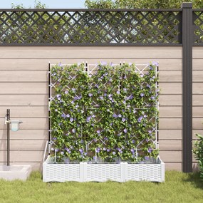 vidaXL Γλάστρες Κήπου 1 τεμ Καφασωτό Λευκό 120 x 40 x 126 cm Πλαστικό