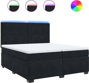 vidaXL Κρεβάτι Boxspring με Στρώμα Μαύρο 200x200 εκ. Βελούδινο