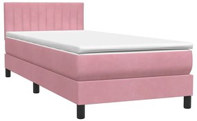 vidaXL Κρεβάτι Boxspring με Στρώμα Ροζ 100x210 εκ. Βελούδινο