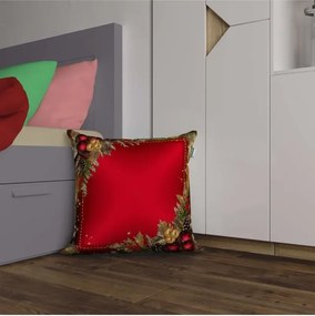 Διακοσμητική μαξιλαροθήκη με 3d ψηφιακή εκτύπωση για τα Χριστούγεννα Κόκκινο 43x43 cm