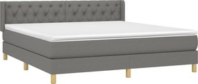 vidaXL Κρεβάτι Boxspring με Στρώμα Σκούρο Γκρι 160x200 εκ Υφασμάτινο
