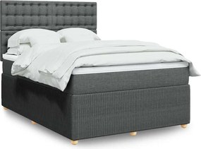 vidaXL Κρεβάτι Boxspring με Στρώμα Σκούρο Γκρι 140x200 εκ Υφασμάτινο