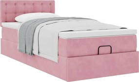 vidaXL Οθωμανικό κρεβάτι με στρώμα ροζ 100x200cm Velvet