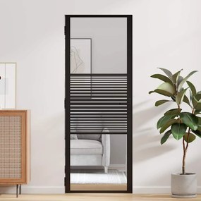 vidaXL Εσωτερική Πόρτα Μαύρο 76 x 201.5 cm Tempered γυαλί, Αλουμίνιο