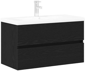vidaXL Ντουλάπα Νεροχύτη Μαύρη δρυς 80 x 39 x 62 εκ Επεξεργασμένο ξύλο