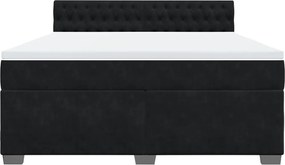 vidaXL Κρεβάτι Boxspring με Στρώμα Μαύρο 180x200 εκ. Βελούδινο