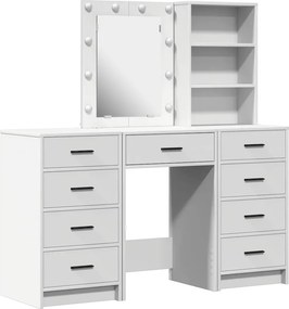 vidaXL Τραπέζι περιποίησης με συρτάρι 3 pcs Λευκό Επεξεργασμένο ξύλο